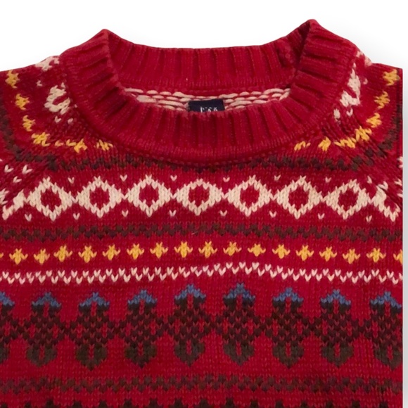 Baby GAP • Red Fair Isle Print Sweater - 12-18 mos - Picture 2 of 5